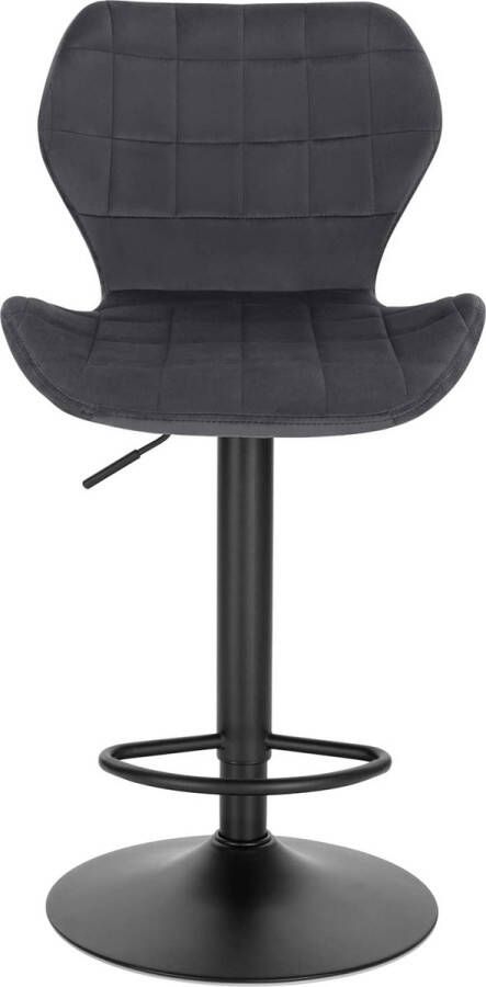 Rootz Living Rootz Barkruk Verstelbare stoel Draaibare zitting Tegenkruk Fluwelen zitting Hoge stoel Eetkamerkruk Donkergrijs 48x38 cm Zitmaat