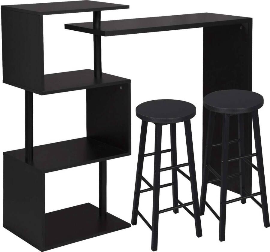 Rootz Living Rootz Bartafelset Bistro Ensemble Eetcombinatie Feestmeubilair Loungeset Pubkit Entertainmentsuite Zwart 97 5x38cm & 30x30cm