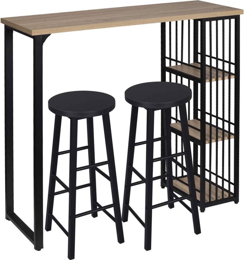 Rootz Living Rootz Bartafelset Bistro Ensemble Eetkamercombinatie Partysuite Tresen Collectie Bartheke Kit Stehtisch Set Licht Eiken 120x40x105cm