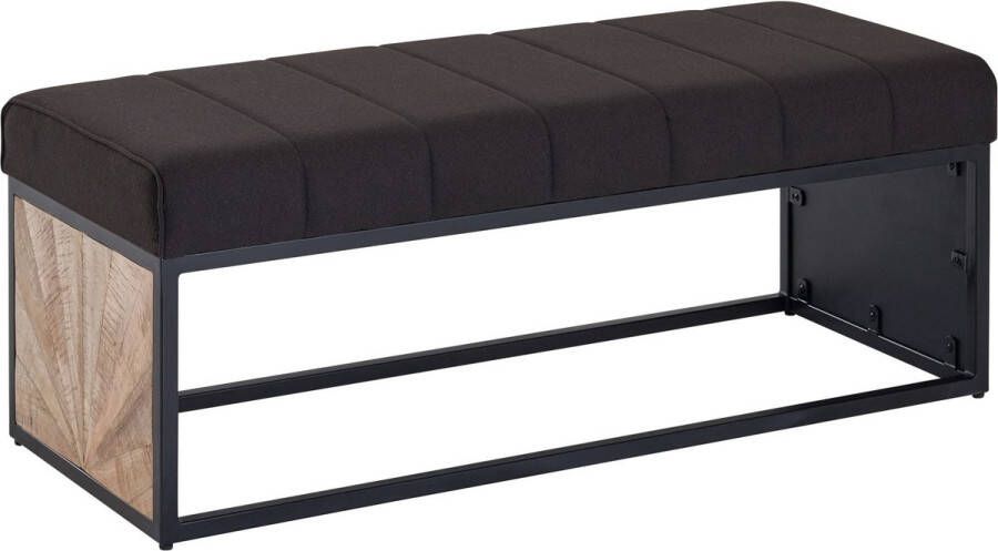 Rootz Living Rootz Bench Zwart gestoffeerde bank met metalen frame Slaapkamerbedbank Hal Garderobebank 105 x 40 x 40 cm