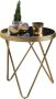 Rootz Living Rootz Design Bijzettafel 42x46x42cm Rond Zwart Mat Goud Design glazen salontafel modern Glazen tafel met metalen onderstel Kleine salontafel Ronde metalen tafel woonkamer - Thumbnail 2