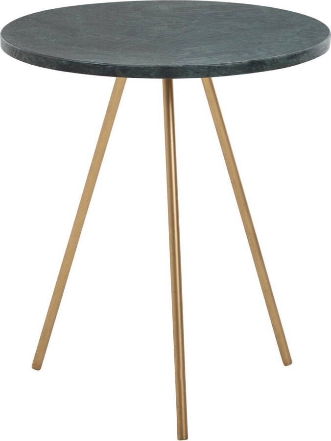 Rootz Living Rootz bijzettafel echt marmer groen 38x38x44cm bijzettafel metaal goud Kleine ronde driepoot salontafel Woonkamertafel Couch Modern Salontafel hoog