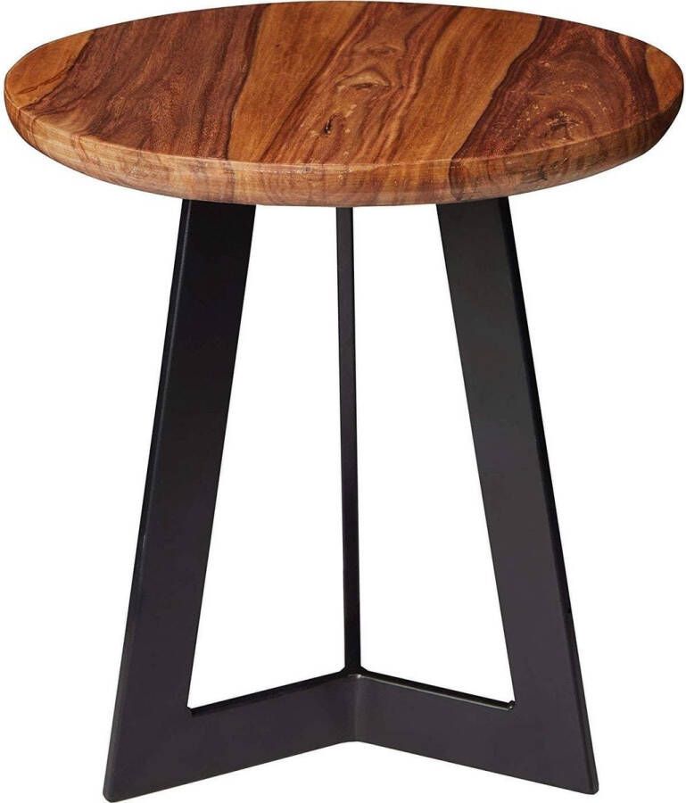 Rootz Living Rootz Bijzettafel Houten Salontafel Metalen Poten Bruin 35 x 37 x 35 cm