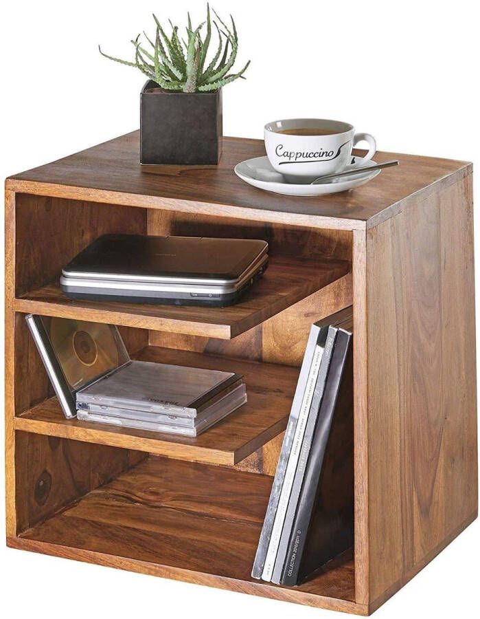 Rootz Living Rootz Bijzettafel Houten Woonkamertafel Nachtkastje 43 x 43 x 30 cm