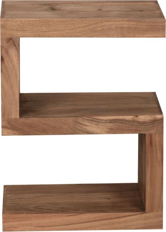 Rootz Living Rootz bijzettafel massief hout acacia S Cube 60 cm hoge woonkamertafel design bruine landelijke salontafel