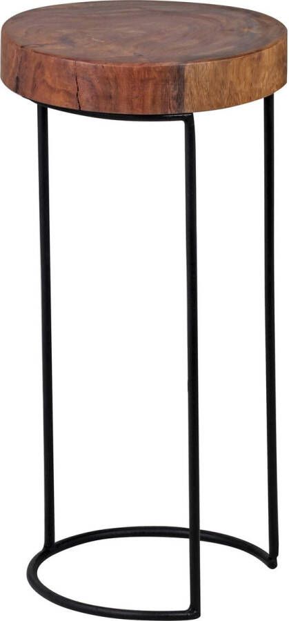 Rootz Living Rootz Bijzettafel Massief Sheeshamhout Metalen Poten Landhuisstijl Boomstamvorm Natuurlijk en echt hout