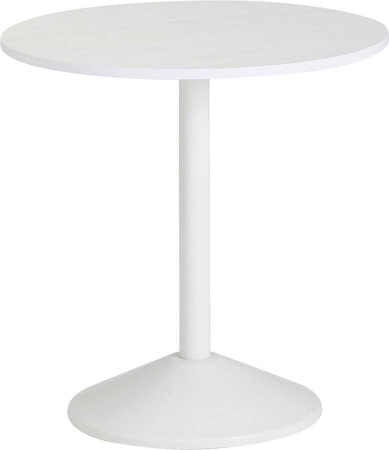 Rootz Living Rootz Bijzettafel Salontafel Ronde Bijzettafel Houtlook Design Wit Ø 48 cm