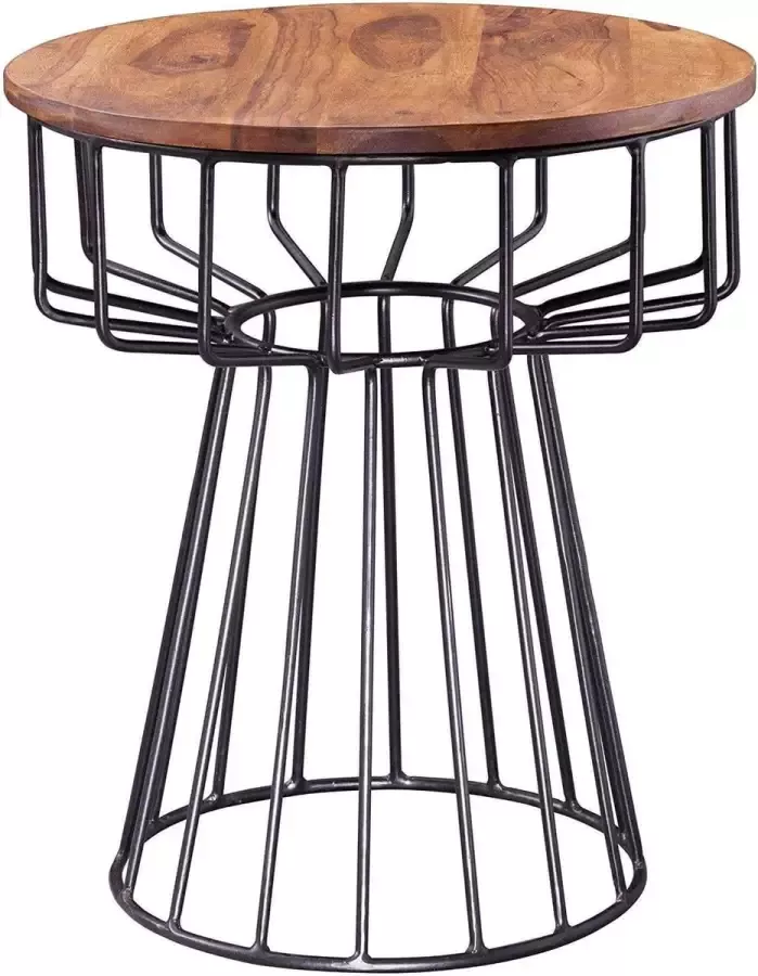 Rootz Living Rootz Bijzettafels Hout Metaal Salontafel Bijzettafels Bruin 47 x 55 x 47 cm