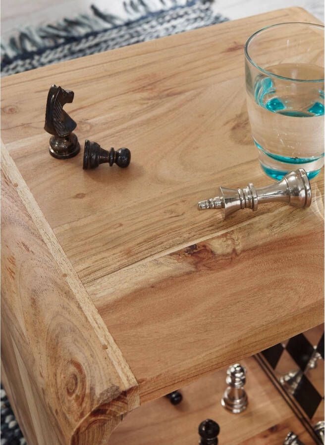 Rootz Living Rootz Bijzettafels Set Van 2 Nachtkastjes Kubus Open Opbergruimte Massief Hout Acacia Bruin