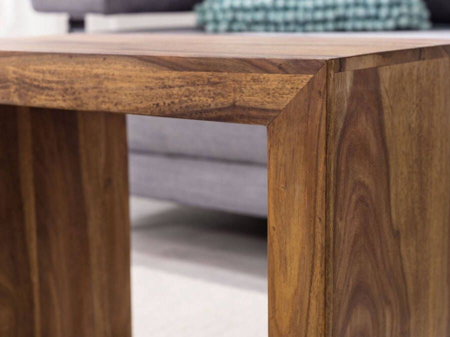 Rootz Living Rootz Bijzettafels Set van 3 Massief Hout Sheesham Donkerbruin Landelijke Stijl Bijzettafels Woonkamer