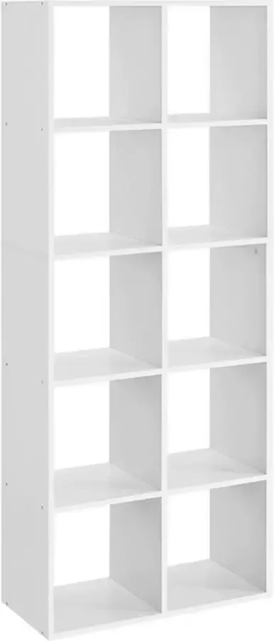 Rootz Living Rootz Boekenkast Met 10 Vakken Boekenplank Open Boekenkast Display Boekenkast Home Office Boekenkast Spaanplaat Wit 30 x 65 5 x 161 5 cm (D x B x H)