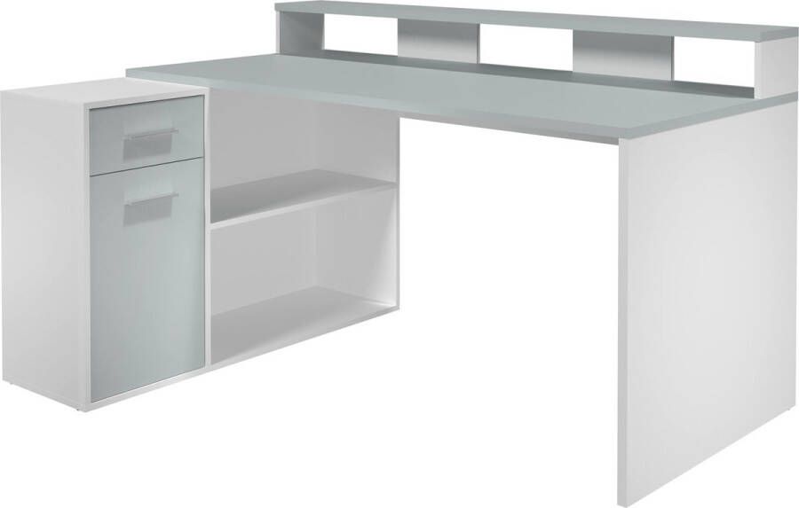 Rootz Living Rootz Bureau 160 x 92 x 115 cm bureaubureau gamebureau vier montagevarianten Wit Grijs Antraciet