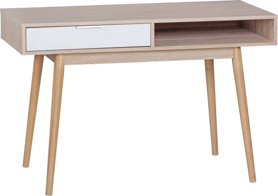 Rootz Living Rootz bureau Design computertafel met lade modern Sonoma witte tafel met lades bureaustandaard 120 cm