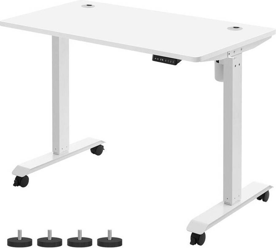 Rootz Living Rootz Bureau Elektrisch Hoogte Verstelbaar Bureau Elektrische Tafel Dubbele Motor Spaanplaat Staal Wit