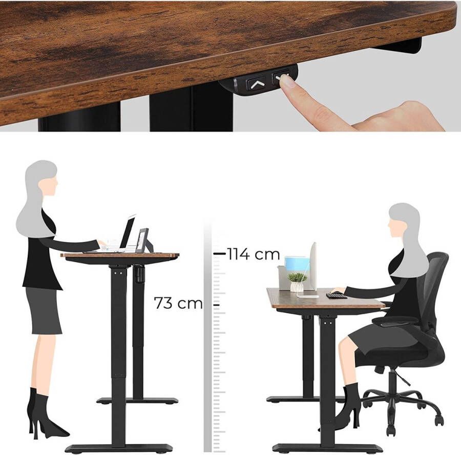 Rootz Living Rootz Bureau Elektrisch Verstelbaar Zit-Sta Tafel Werkplek Industrieel 140 x 70 cm