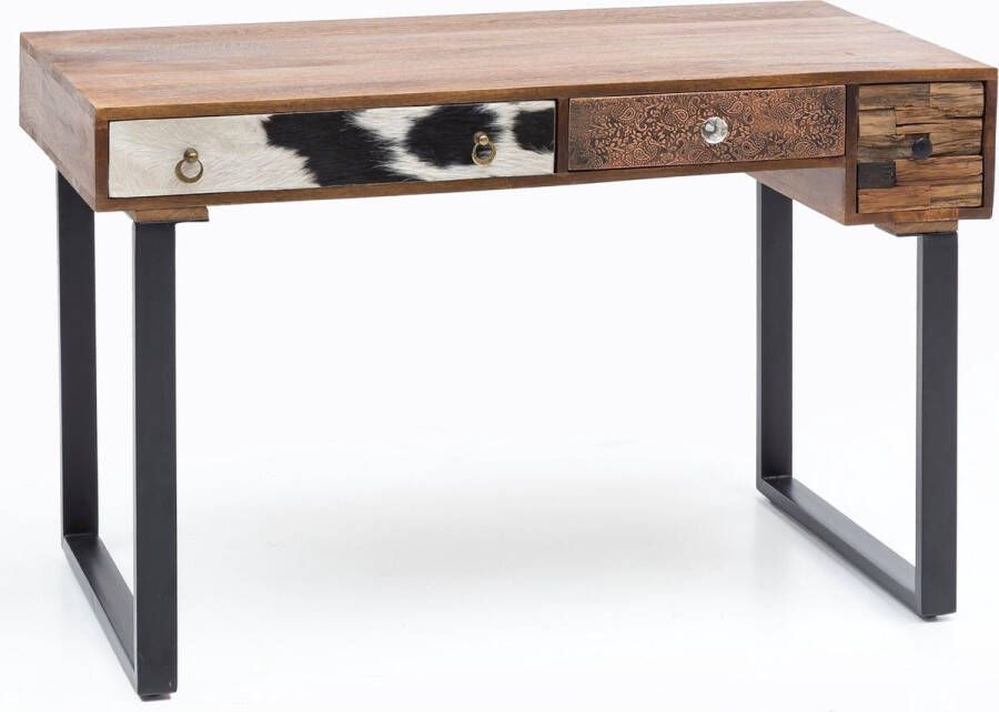 Rootz Living Rootz Bureau Massief Hout Mango Natuurlijke Laptoptafel Landhuisstijl met Laden Kantoor- en PC-werktafel 120 x 60 x 79 cm