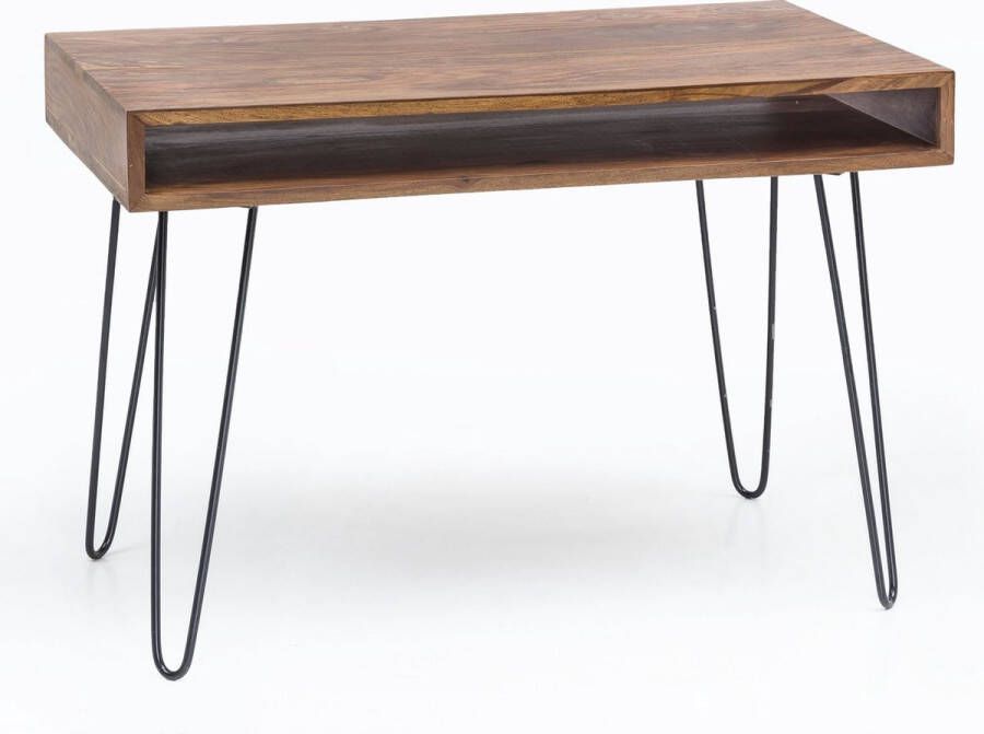 Rootz Living Rootz Bureau bruin 110 x 60 x 76 cm Massief Houten Laptoptafel Sheesham Nature Werktafel in landhuisstijl met 1 opbergblad Kantoortafel PC-tafel