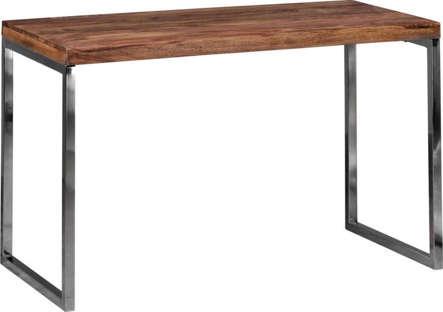 Rootz Living Rootz bureau Massief houten Sheesham computertafel 120 x 60 cm laptoptafel Cottage consoletafel met metalen poten