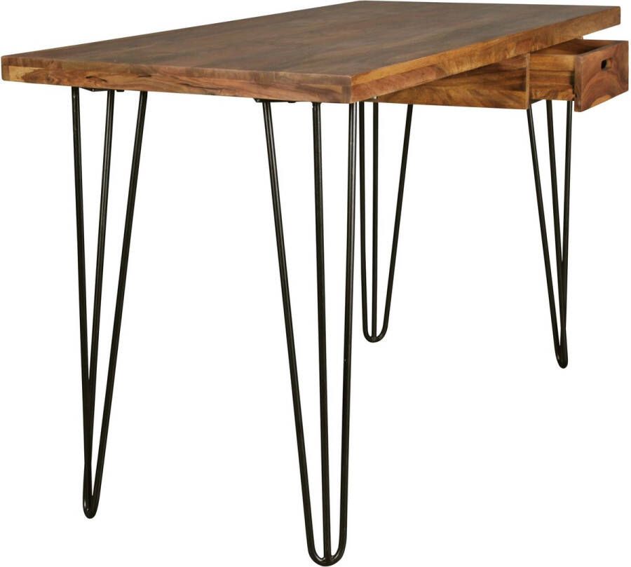 Rootz Living Rootz Bureau Werktafel Massief Houten Bureau Kantoortafel Bruin