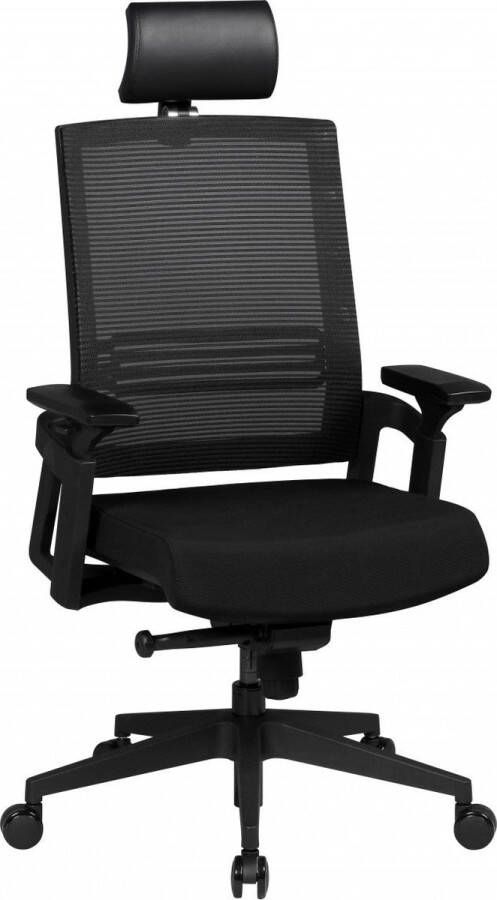Rootz Living Rootz bureaustoel A1 stoffen bekleding bureaustoel armleuning zwart directiestoel 120 kg draaistoel hoofdsteun X-XL
