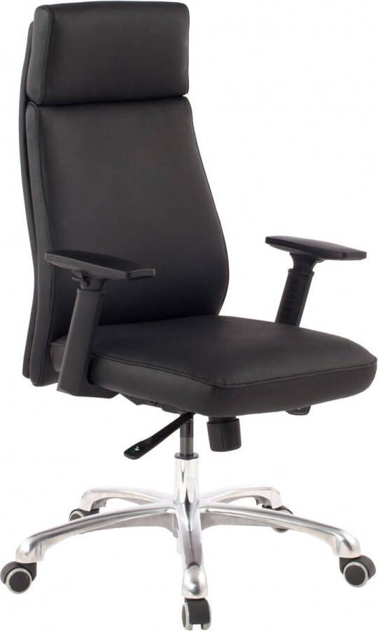 Rootz Living Rootz bureaustoel echt leer zwart ergonomisch met hoofdsteun Design Directiestoel Ergonomisch bureau met kantelfunctie Draaistoel met armleuningen X-XL 120 kg