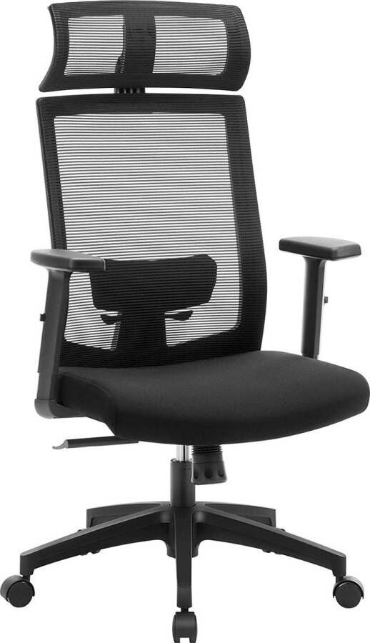 Rootz Living Rootz Bureaustoel Ergonomisch 360° draaibare stoel Lendensteun Hoofdsteun Verstelbaar Kantelbaar Zwart