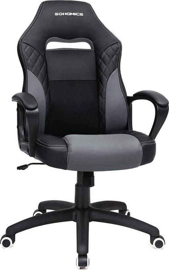 Rootz Living Rootz Bureaustoel Gamestoel Wipfunctie Ergonomisch Kunstleer Zwart Grijs 70 x 64 x (106-116)