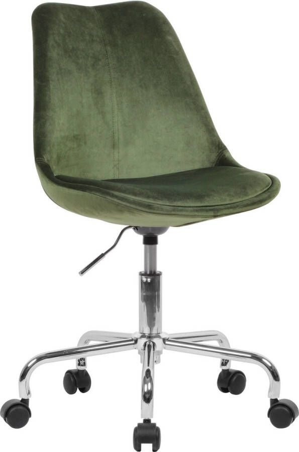 Rootz Living Rootz Bureaustoel Groen Fluweel Design Draaistoel met Rugleuning Werkstoel Kuipstoel met Wielen Max. Belasting 110kg