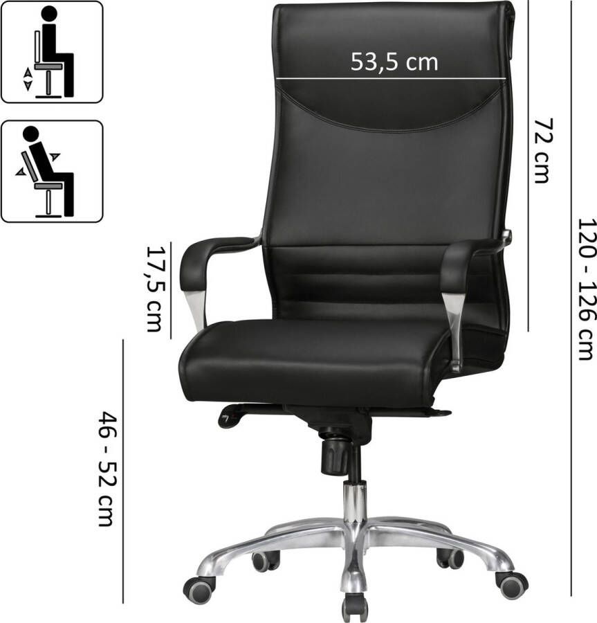 Rootz Living Rootz bureaustoel hoes kunstleer bureaustoel zwart X-XL 120 kg directiestoel in hoogte verstelbare bureaustoel