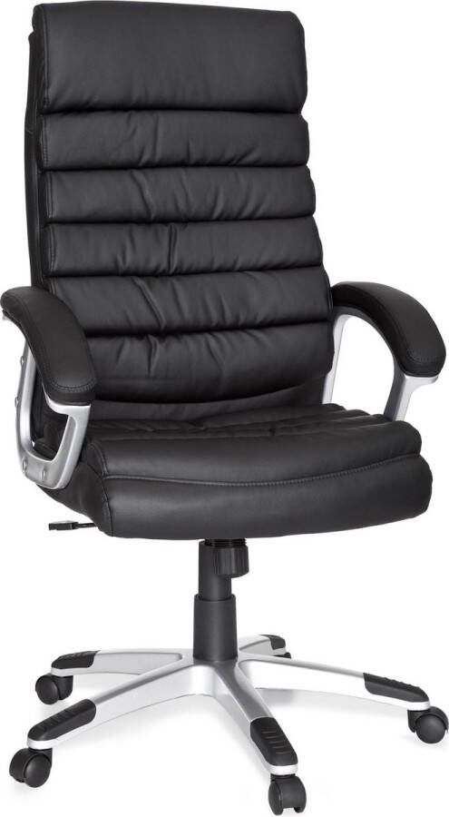Rootz Living Rootz bureaustoel kunstleer zwart ergonomisch met hoofdsteun Design directiestoel Bureaustoel met schommelfunctie Draaistoel hoge rugleuning X-XL 120 kg