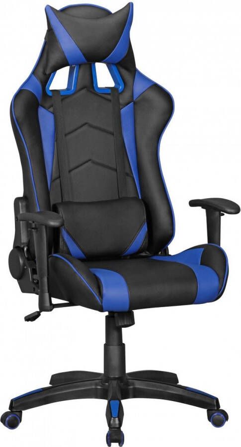 Rootz Living Rootz Bureaustoel lederlook zwart blauw bureaustoel directiestoel Gaming Chair draaistoel Sport Racing Optics