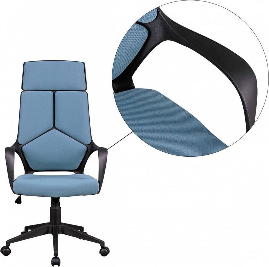 Rootz Living Rootz bureaustoel stof blauwe bureaustoel Design directiestoel draaistoel met kantelmechanisme en armleuning