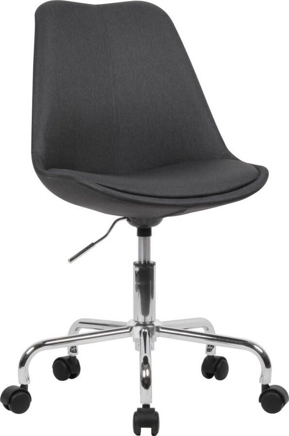 Rootz Living Rootz Bureaustoel van zwarte stof Design draaistoel met rugleuning Werkstoel Kuipstoel met zwenkwielen Max. belasting 110 kg