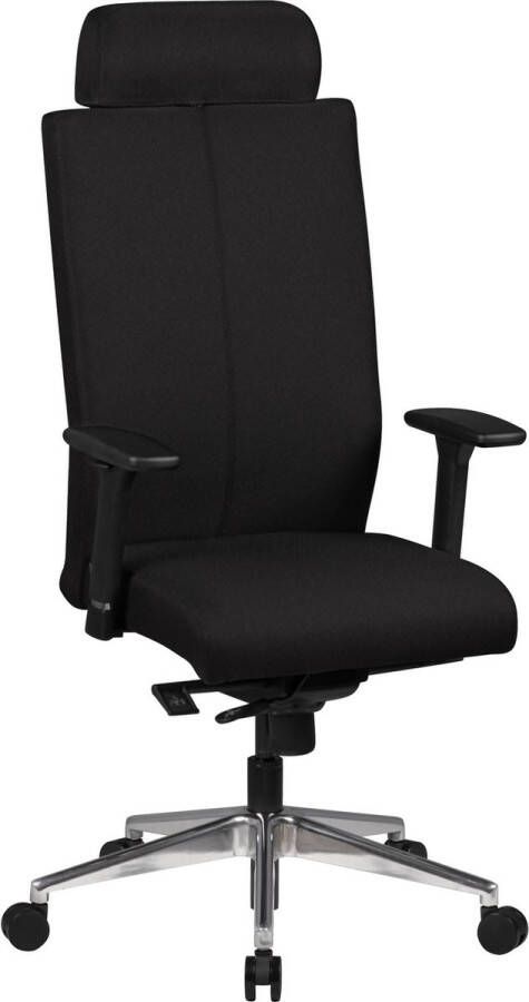Rootz Living Rootz Bureaustoel Zwarte Stof Bureaustoel Boss Chair Draaistoel met Synchroon Mechanisme Hoofdsteun (120kg)