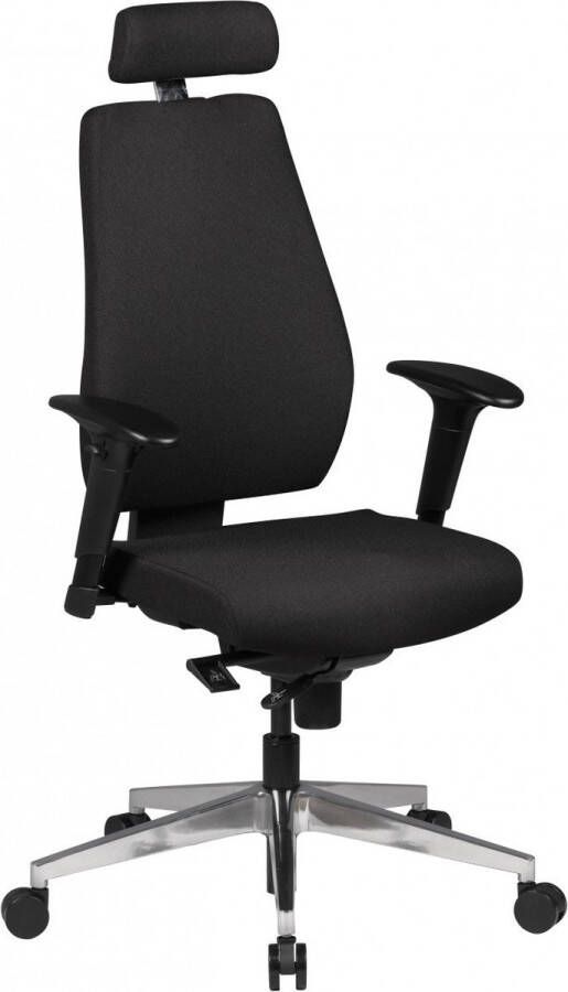 Rootz Living Rootz bureaustoel zwarte stof moderne directiestoel draaistoel met synchroonmechanisme werkstoel met hoofdsteun (120kg) in hoogte verstelbare bureaufauteuil met schommelfunctie