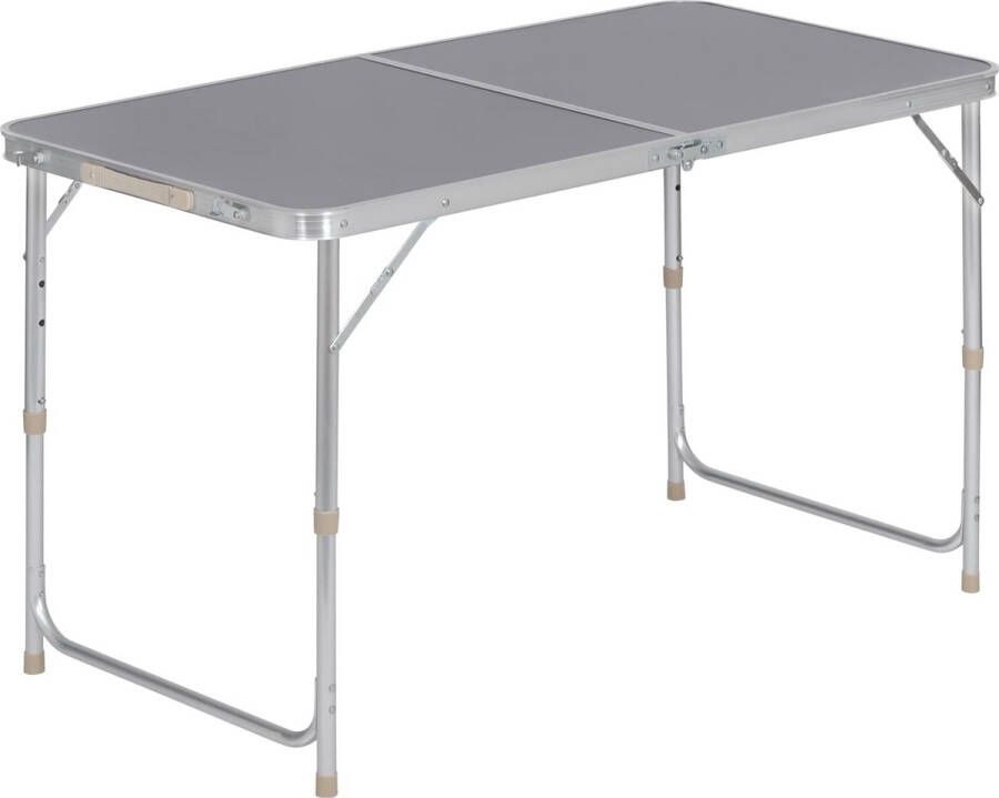 Rootz Living Rootz Campingtafel Buitenbureau Inklapbare standaard Picknickoppervlak Draagbare werkbank Reisbalie Tuinbank Grijs 120x55-70x60 cm