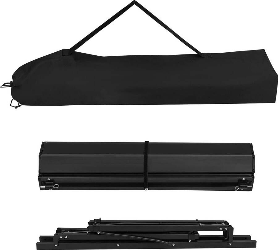 Rootz Living Rootz Campingtafel Draagbaar picknickbureau Opvouwbare uitjestandaard Reisbuffetbalie Buitenevenementoppervlak Compacte eetopstelling Zwart 69x70x104cm