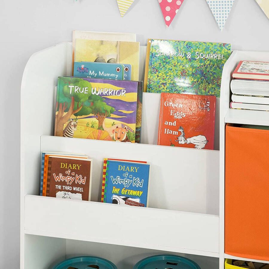 Rootz Living Rootz Children Kids Bookcase Book Shelf- Toy Shelf Storage Display Shelf Rack Organizer met 2 stoffen lades