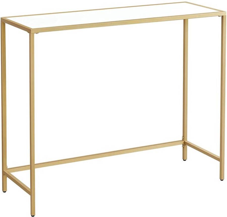 Rootz Living Rootz Console Table Entryway Console Table Tafel Industriële Console Table Met Stalen Frame Staal Spaanplaat Goud Wit 100 x 35 x 80 cm
