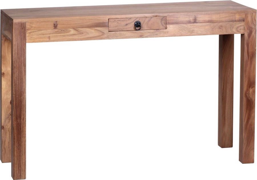 Rootz Living Rootz Console tafel Massief acaciahouten console met 1 lade bureau 120 x 40 cm landelijke stijl dressoir