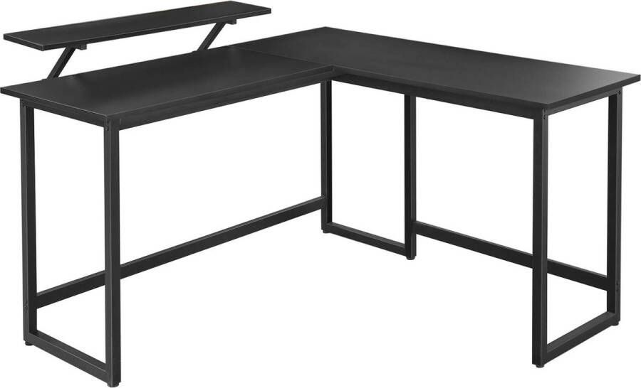 Rootz Living Rootz Corner Desk L-vormig computerbureau met verplaatsbare monitorbevestiging Bureaus Thuiskantoor Gaming Zwart