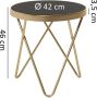 Rootz Living Rootz Design Bijzettafel 42x46x42cm Rond Zwart Mat Goud Design glazen salontafel modern Glazen tafel met metalen onderstel Kleine salontafel Ronde metalen tafel woonkamer - Thumbnail 1