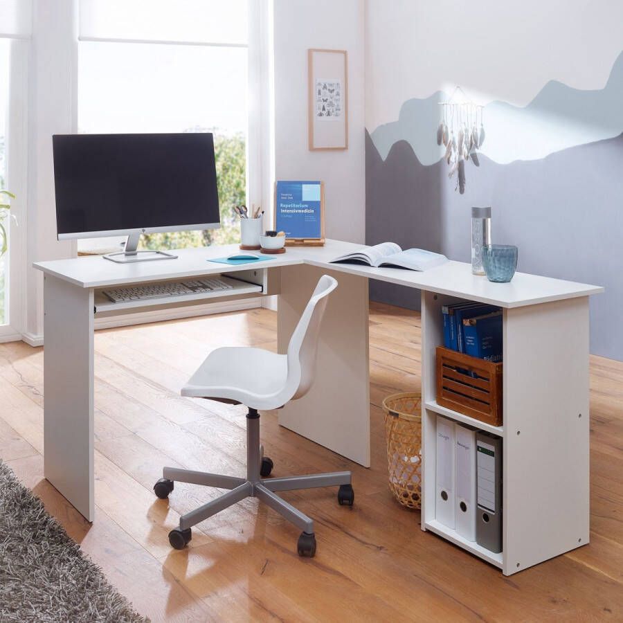 Rootz Living Rootz design bureau 140 x 75 5 x 120 cm wit Bureau met plank studeerkamer thuiskantoor tafel kantoor modern