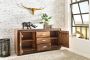 Rootz Living Rootz Design dressoir Sheesham massief hout met imitatieleer 160x44x80 cm Dressoir in rustieke landelijke stijl Ladekast met lades en deuren - Thumbnail 1