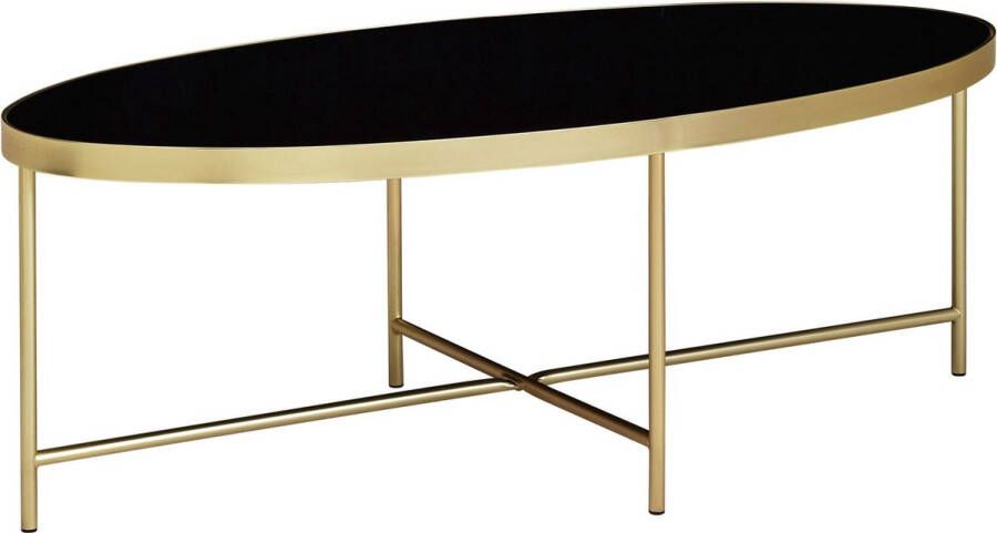 Rootz Living Rootz design salontafel glas zwart ovaal 110 x 56 cm met goud metaal Grote salontafel Loungetafel glazen tafel