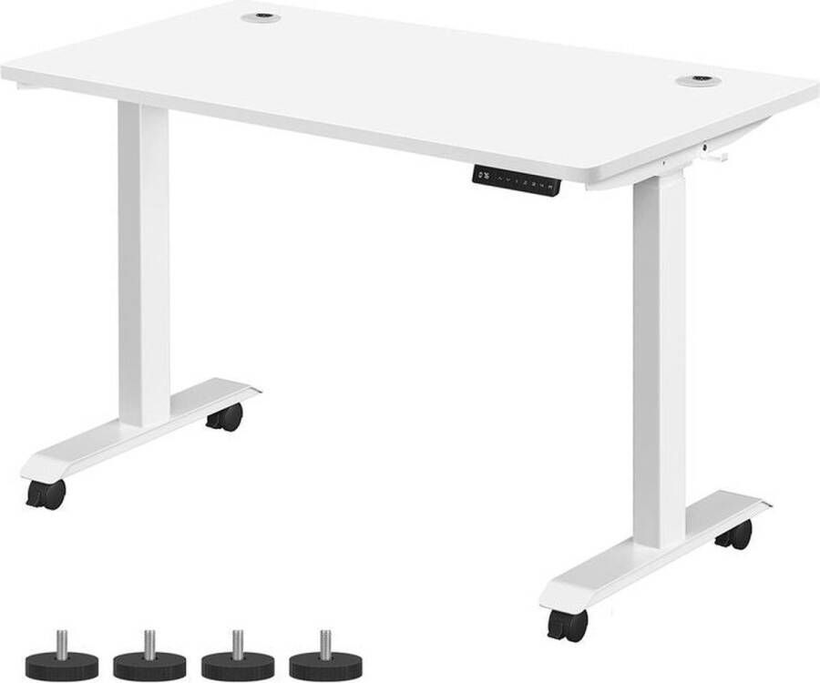 Rootz Living Rootz Desk Elektrisch Hoogte Verstelbaar Bureau Elektrische Tafel Spaanplaat Staal Wit 60 x 120 x (71-117) cm (D x B x H)