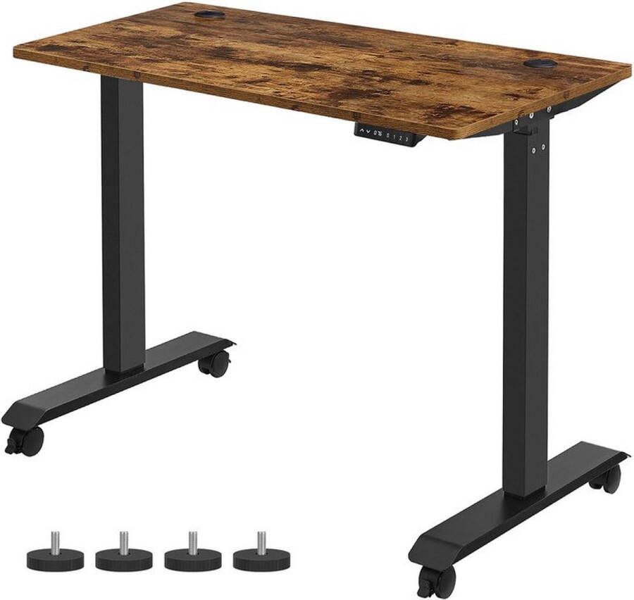 Rootz Living Rootz Desk Elektrisch Hoogteverstelbaar Bureau Elektrische Tafel Dubbele Motor Spaanplaat Staal Vintage Bruin-zwart 60 x 120 x (73 5-119) cm (D x B x H)