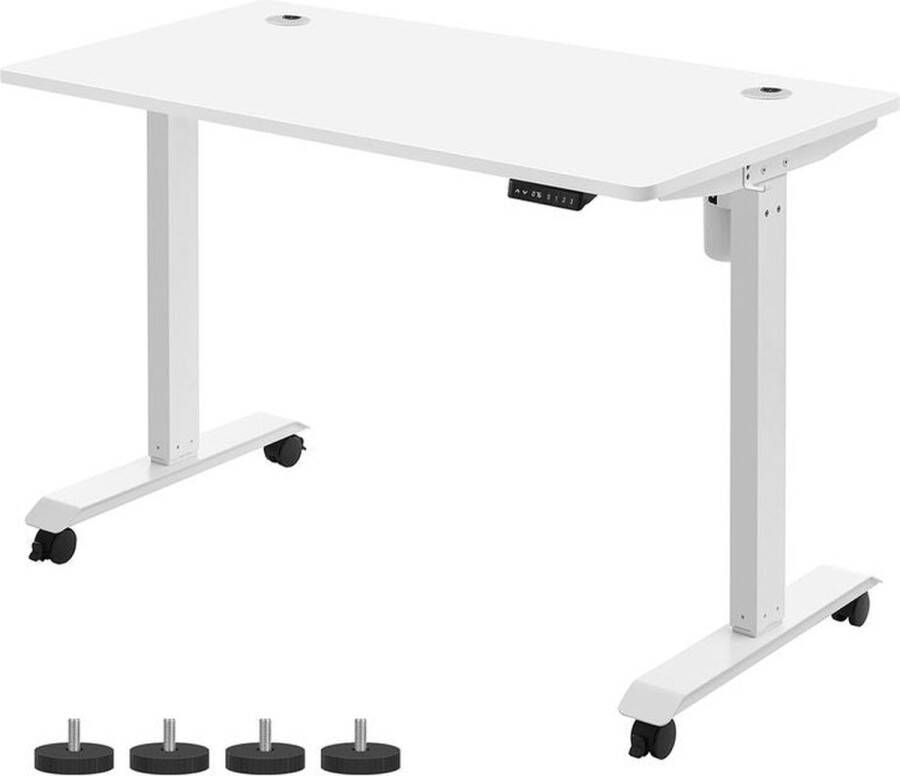 Rootz Living Rootz Desk Elektrisch Hoogteverstelbaar Bureau Elektrische Tafel Dubbele Motor Spaanplaat Staal Wit 70 x 140 x (73 5-119) cm (D x B x H)