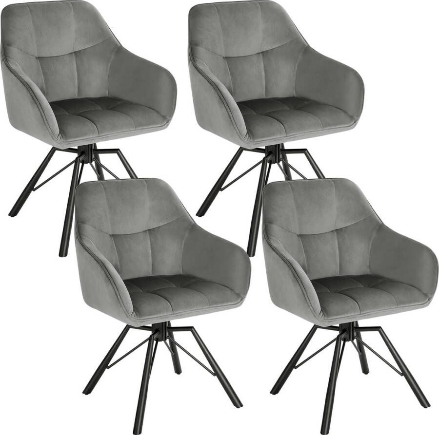 Rootz Living Rootz Dining Draaistoel Zitoplossing Draaibare zitting Gestoffeerde stoel Fluwelen fauteuil Keukenkruk Elegante lounger Donkergrijs 24 0 x 22 4 x 20 9 inch