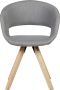 Rootz Living Rootz dining lichtgrijze stof massief hout retro Keukenstoel met rugleuning Stoel met houten poten Gestoffeerde stoel draagvermogen 110 kg - Thumbnail 1